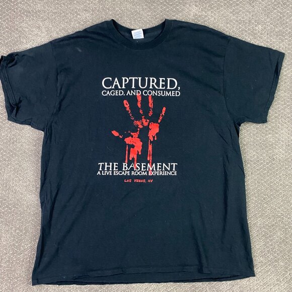 Vintage The Basement A Live Escape Room Experience T Shirt 2XL XL Horror Terror - Picture 1 of 7